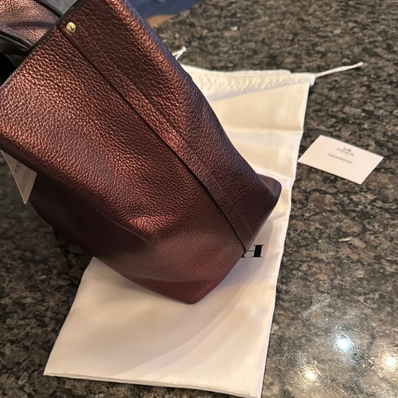 Coach pebbled leather Metallic Bronze tote Bag NWT - Picture 10 of 16
